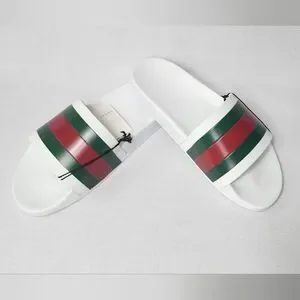 Gucci | Shoes | Gucci White And Green Sandals With Signature  display picture 1